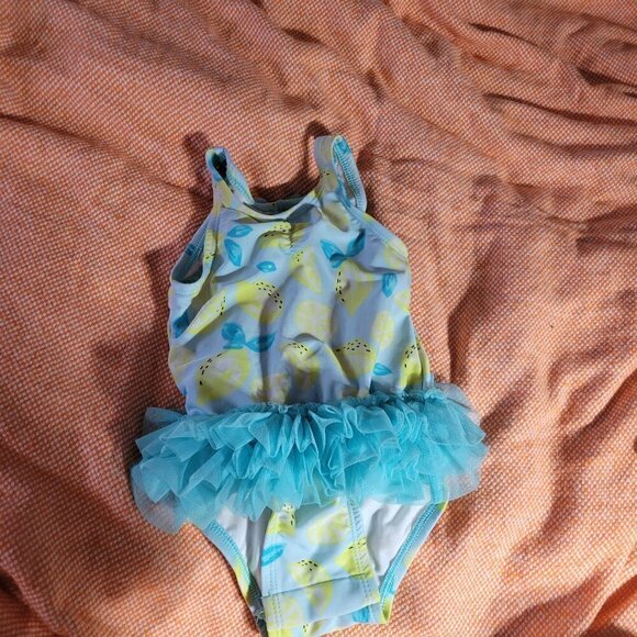 Cat & Jack One Peice Baithing Blue And Lemons Tutu Bottom Snaps Size 6-9M - Picture 7 of 10